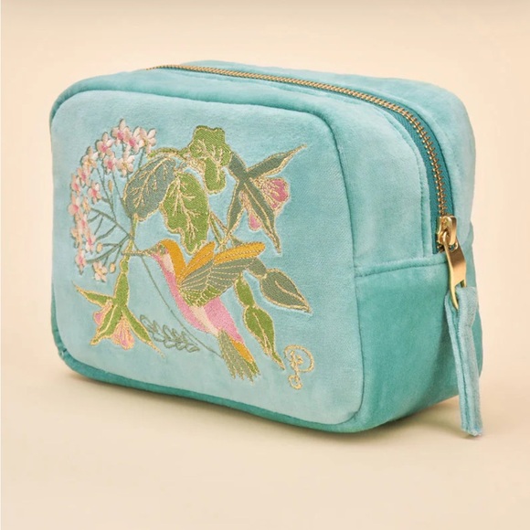 Powder UK Hummingbird luxury velvet embroidered pouch w/tassel-2 available-NWT - Picture 11 of 16